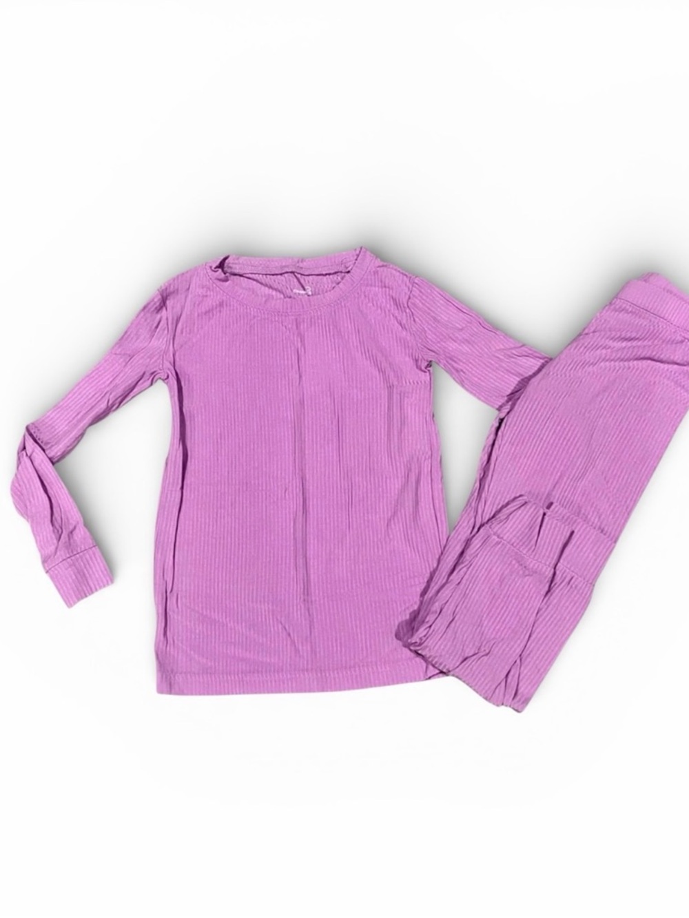 Girls Ribbed Bamboo Blend Long Sleeve Pajama Set